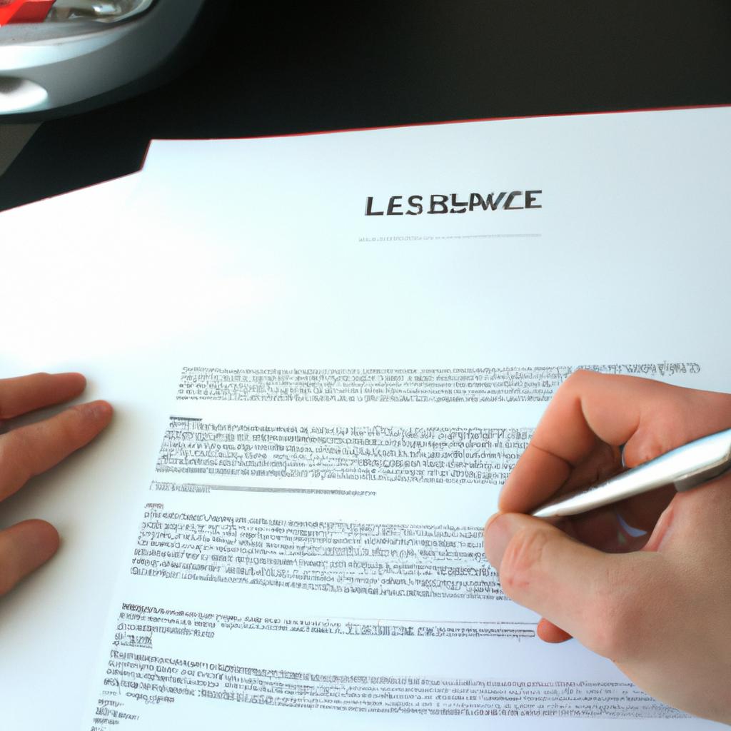 Person signing auto lease contract